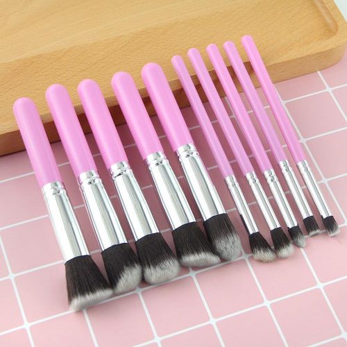Travel Set Mini Makeup Brush Set of 10 Count (Pink Silver) Travel Set Mini Makeup Brush Set of 10 Count (Pink Silver)